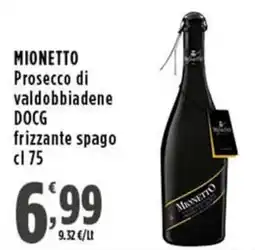 Rossotono Carrefour MIONETTO Prosecco di valdobbiadene DOCG frizzante spago offerta