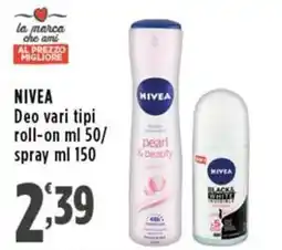 Rossotono Carrefour NIVEA Deo vari tipi offerta