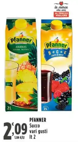 Rossotono Carrefour PFANNER Succo vari gusti offerta