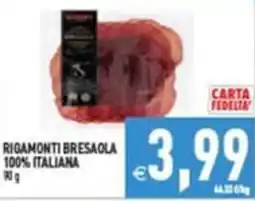 Supermercati Agorà RIGAMONTI BRESAOLA 100% ITALIANA offerta