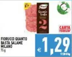 Supermercati Agorà Fiorucci Quanto Basta Salame Milano offerta