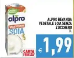 Supermercati Agorà ALPRO BEVANDA VEGETALE SOIA SENZA ZUCCHERO offerta