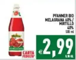 Supermercati Agorà PFANNER BIO MELAGRANA / MIRTILLO offerta