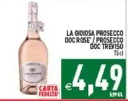 Supermercati Agorà LA GIOIOSA PROSECCO DOC ROSE' offerta