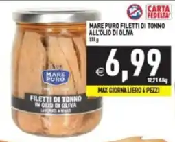 Supermercati Agorà Mare Puro filetti di tonno in olio di oliva offerta
