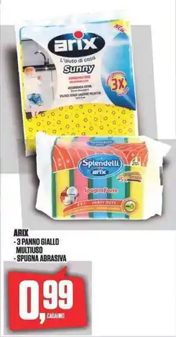 Coop Arix - 3 Panno Giallo Multiuso - Spugna Abrasiva offerta