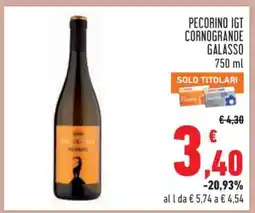 Conad Pecorino IGT Cornogrande Galasso 750 ml offerta