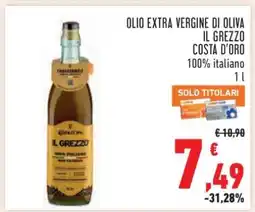 Conad Olio Extra Vergine di Oliva Il Grezzo Costa d'Oro offerta