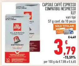 Conad Capsule Caffè Espresso Compatibili Nespresso Illy offerta