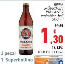 Conad BIRRA MÜNCHEN PAULANER weissbier, hell 500 ml offerta