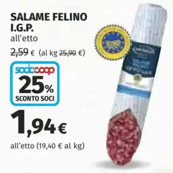 Coop Salame Felino I.G.P. offerta
