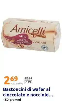 Action Amicelli Bastoncini di wafer al cioccolato e nocciole offerta