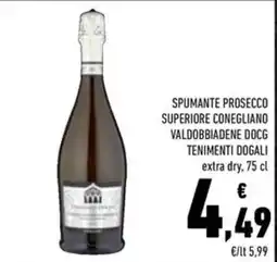 Conad Spumante Prosecco Superiore Conegliano Valdobbiadene DOCG Tenimenti Dogali offerta