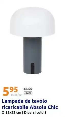 Action Lampada da tavolo ricaricabile Absolu Chic offerta