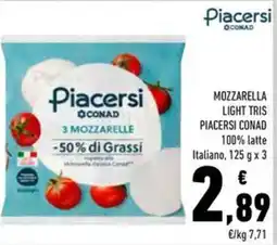 Conad Mozzarella Light Tris Piacersi Conad offerta