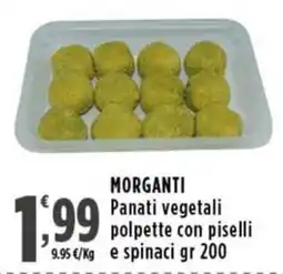 Rossotono Carrefour MORGANTI Panati vegetali polpette con piselli e spinaci offerta