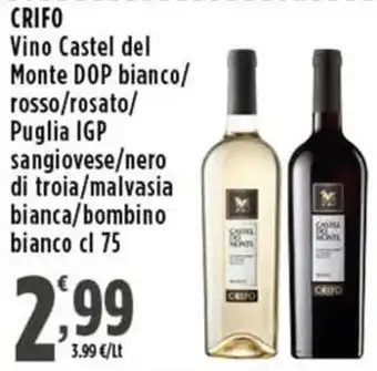Rossotono Carrefour Vino Castel del Monte DOP bianco/rosso/rosato/ Puglia IGP offerta