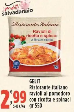 Rossotono Carrefour GELIT Ristorante italiano ravioli al pomodoro con ricotta e spinaci offerta