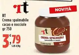 Rossotono Carrefour RT Crema spalmabile cacao e nocciole offerta