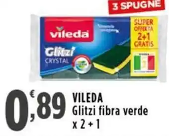 Rossotono Carrefour VILEDA Glitzi fibra verde offerta