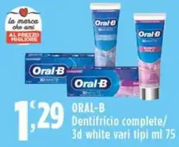 Rossotono Carrefour Oral-B Dentifricio complete/3d white offerta