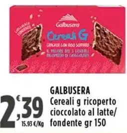 Rossotono Carrefour Galbusera Cereali g ricoperto cioccolato al latte/fondente offerta