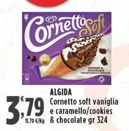 Rossotono Carrefour Cornetto soft vaniglia e caramello/cookies & chocolate offerta