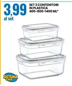 Eurospin SET 3 CONTENITORI IN PLASTICA offerta