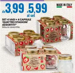 Eurospin SET 4 VASI + 4 CAPSULE 'QUATTRO STAGIONI' ASSORTITI offerta