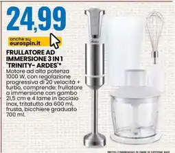 Eurospin FRULLATORE AD IMMERSIONE 3 IN 1 'TRINITY - ARDES' offerta