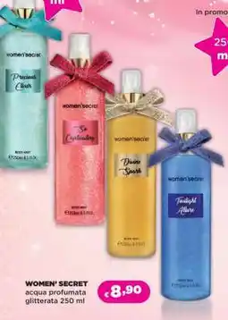 Acqua & Sapone WOMEN' SECRET acqua profumata glitterata 250 ml offerta
