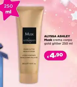 Acqua & Sapone ALYSSA ASHLEY Musk crema corpo gold glitter 250 ml offerta
