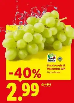 Lidl Uva da tavola di Mazzarrone IGP offerta