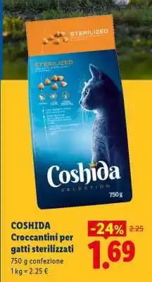 Lidl COSHIDA Croccantini per gatti sterilizzati offerta
