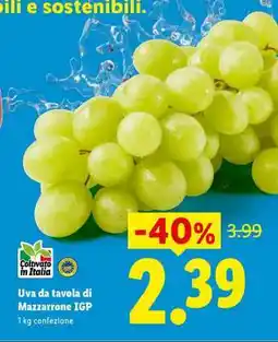 Lidl Uva da tavola di Mazzarrone IGP offerta