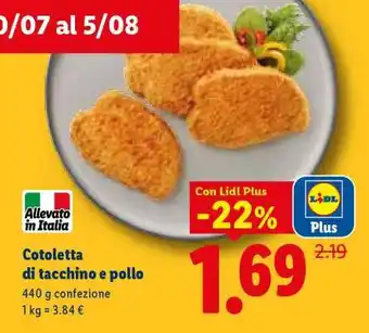 Lidl Cotoletta di tacchino e pollo offerta