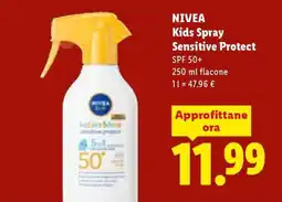 Lidl NIVEA Kids Spray Sensitive Protect offerta