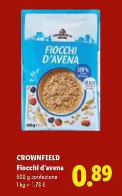 Lidl Crownfield Fiocchi d'avena offerta