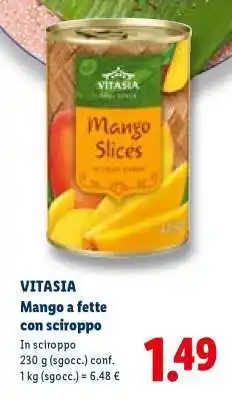 Lidl Vitasia Mango a fette con sciroppo offerta
