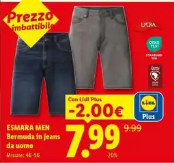 Lidl ESMARA MEN Bermuda in jeans da uomo offerta