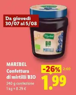 Lidl MARIBEL Confettura di mirtilli BIO offerta