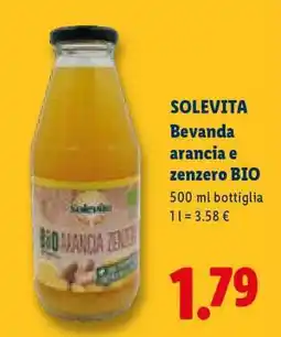 Lidl SOLEVITA Bevanda arancia e zenzero BIO offerta