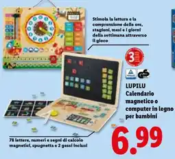 Lidl LUPILU Calendario magnetico o computer in legno per bambini offerta