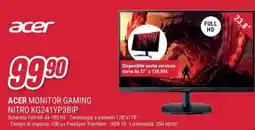 Trony Acer monitor gaming nitro KG241YP3BIP offerta