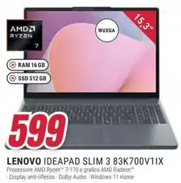 Trony Lenovo ideapad slim 3 83K700V1IX offerta