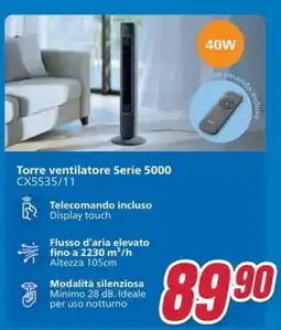 Trony Philips Torre ventilatore Serie 5000 CX5535/11 offerta