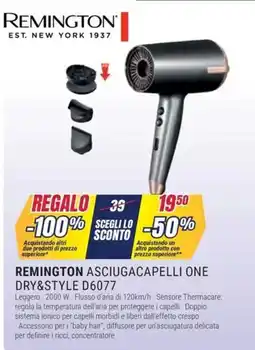 Trony Remington asciugacapelli one dry&style D6077 offerta