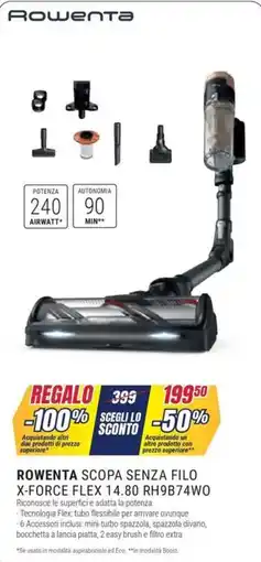 Trony Rowenta scopa senza filo x-force flex 14.80 RH9B74WO offerta