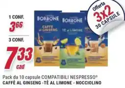 Trony Caffè borbone compatibili nespresso caffè al ginseng, tè al limone, nocciolino offerta