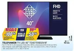 Trony Telefunken tv led 40" TE40759B50V4F offerta